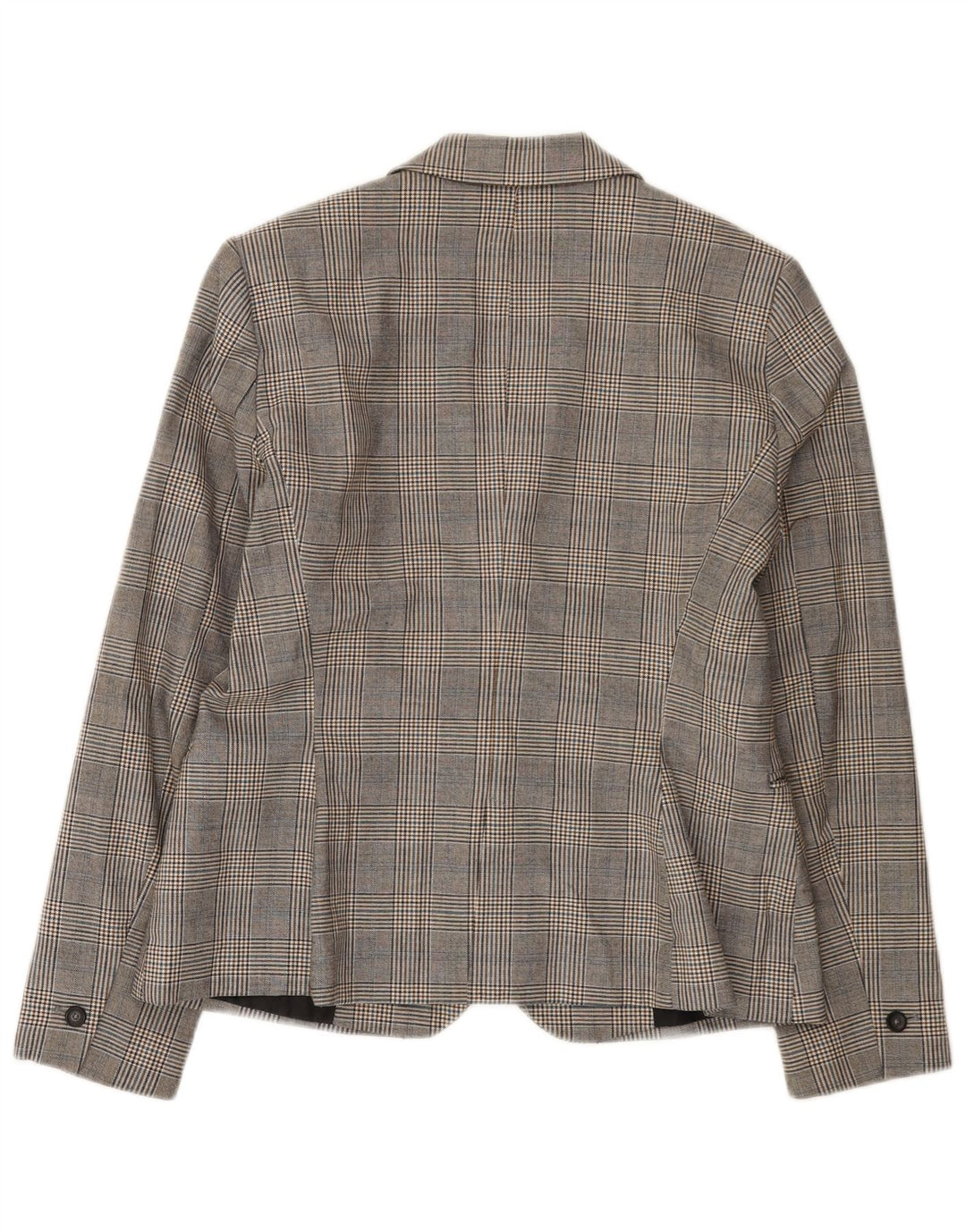 Jaqueta blazer feminina Zara com 1 botão EU 42 poliéster xadrez cinza grande