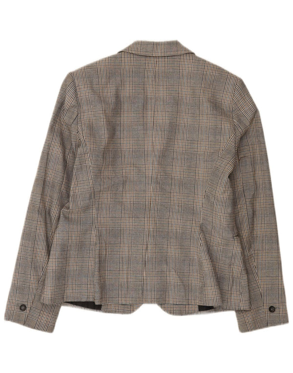 Jaqueta blazer feminina Zara com 1 botão EU 42 poliéster xadrez cinza grande