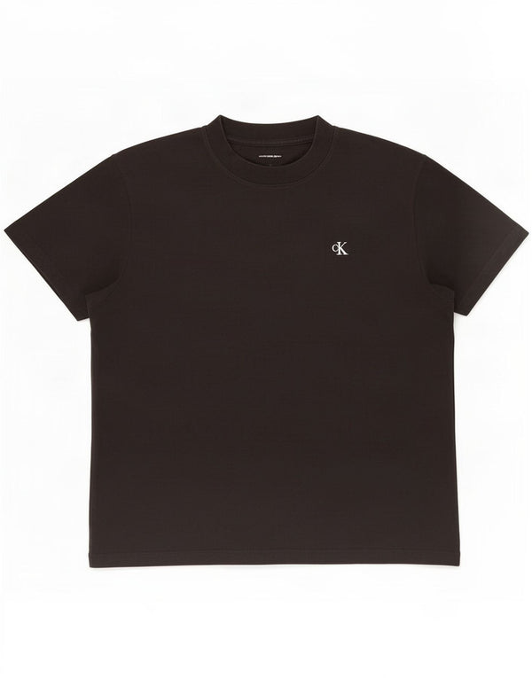 Camiseta masculina Calvin Klein Jeans com estampa gráfica grande de algodão preto