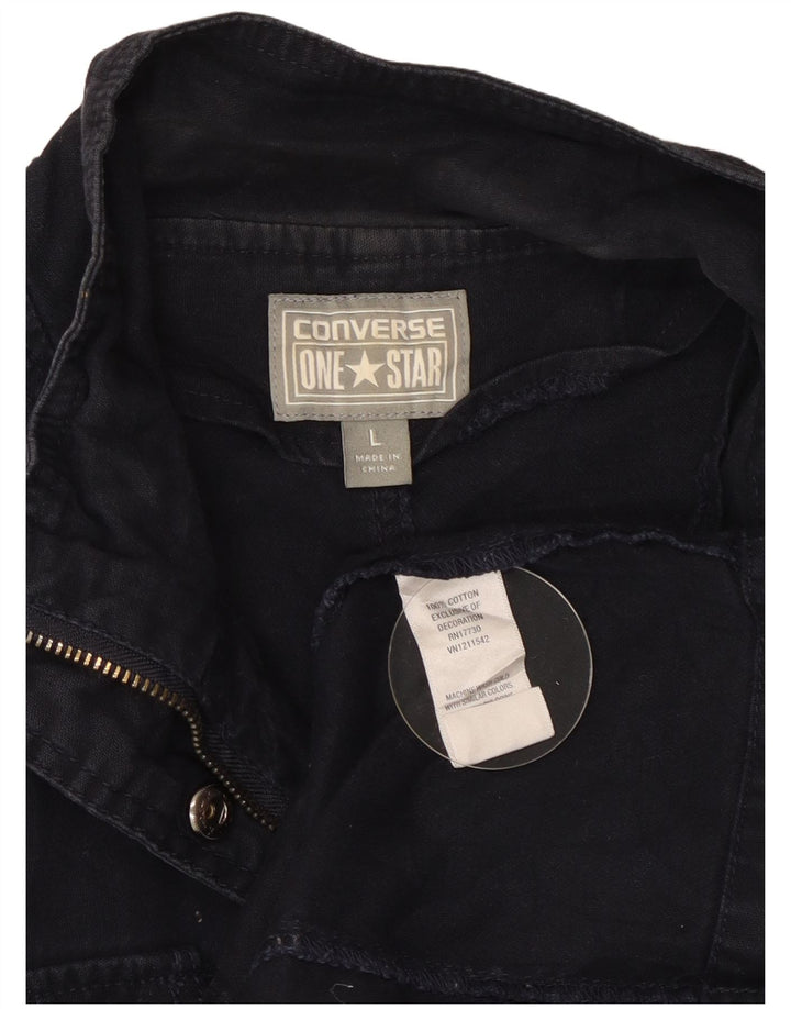 Converse Womens Utility Jacket UK 16 Grande Algodão Azul Marinho