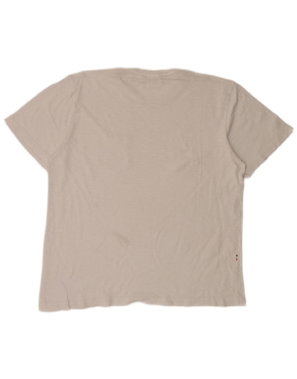 Camiseta masculina Lacoste tamanho superior 7 2XL algodão manchado branco