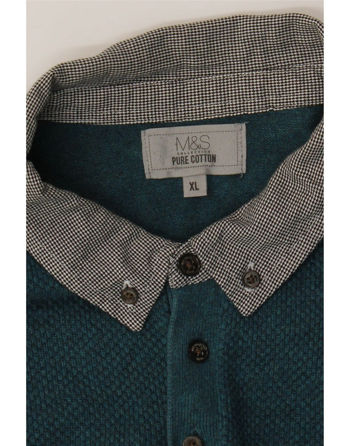 Suéter masculino Marks & Spencer com gola polo XL algodão azul