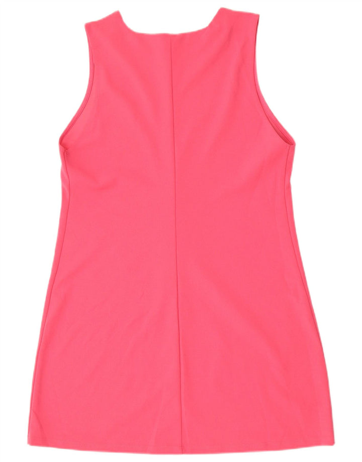 Vestido feminino Zara com bainha sem mangas UK 12 poliéster rosa médio