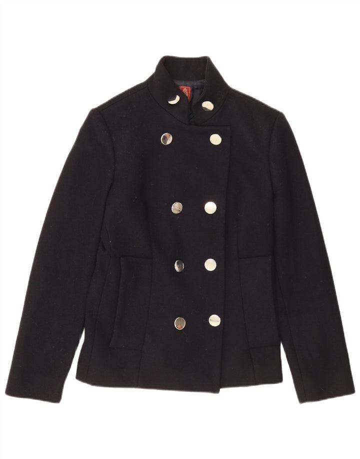 Dondup Womens Pea Coat IT 44 Lã Azul Marinho Médio