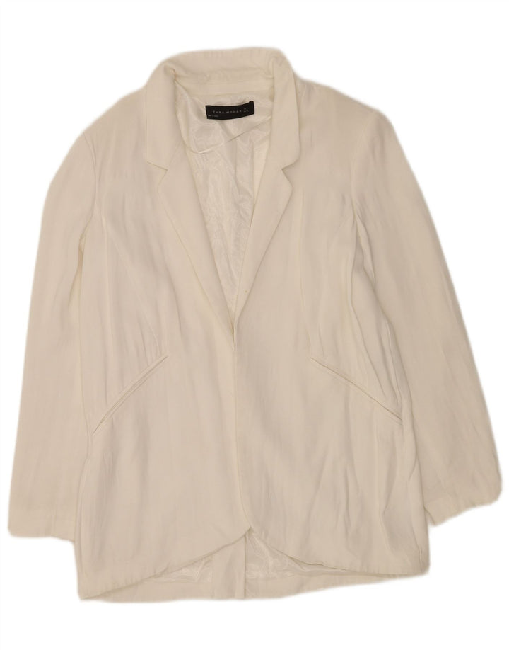 Zara Womens Oversized Open Blazer Jacket Reino Unido 10 Pequeno Branco