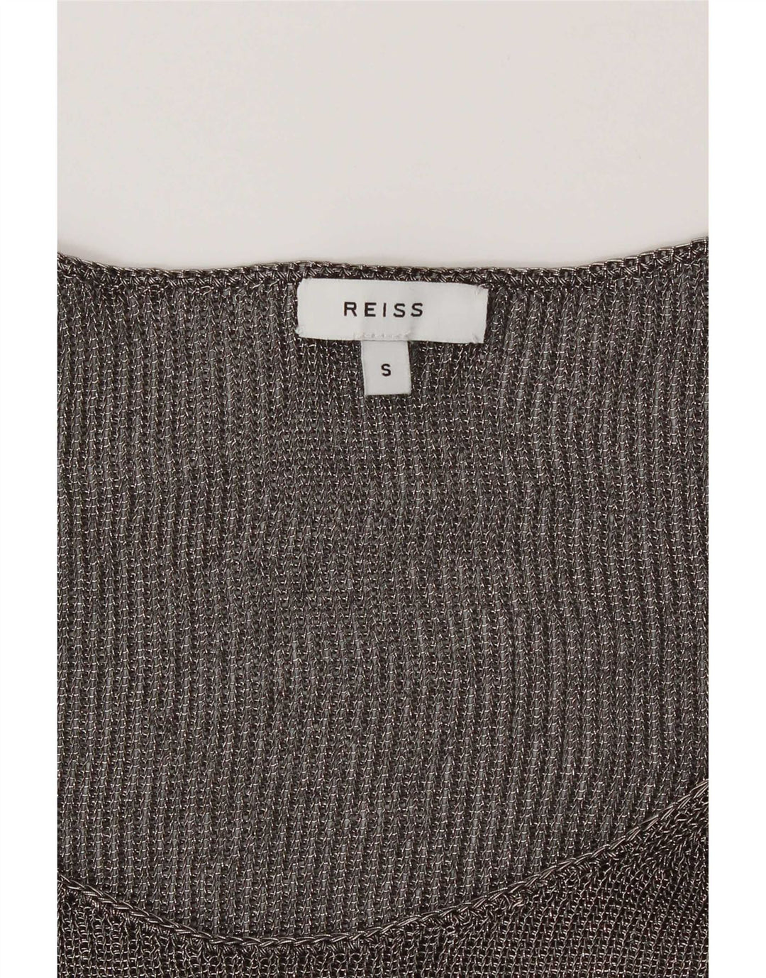 Blusa feminina Reiss Top UK 10 pequena cinza manchada