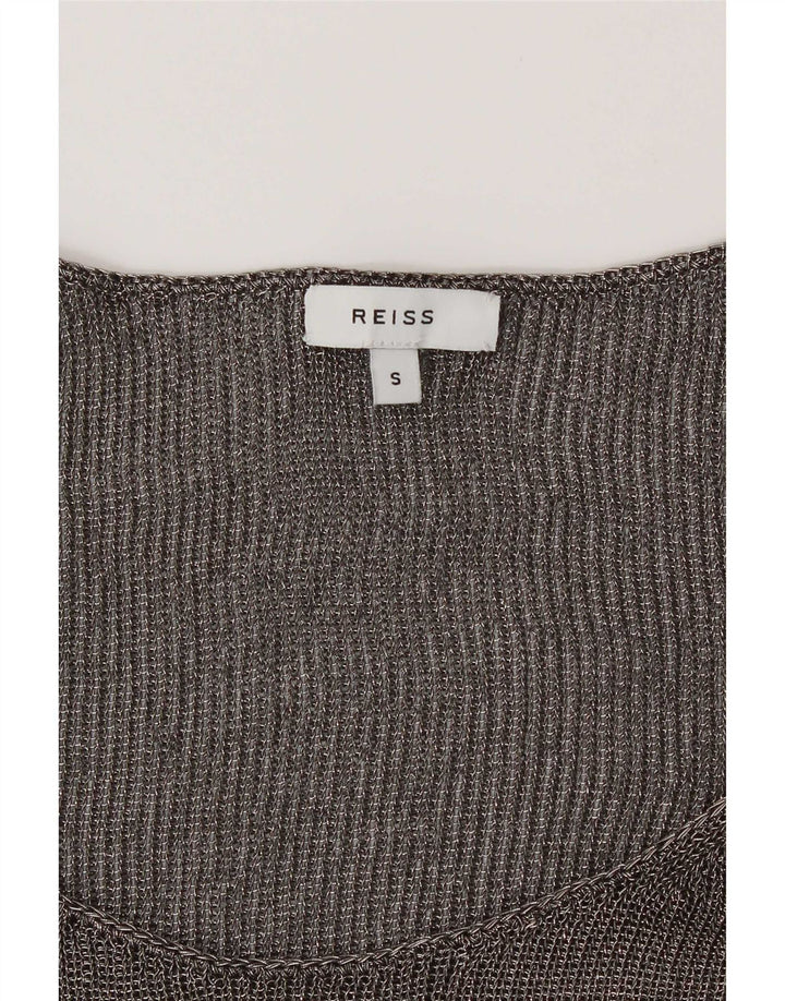 Blusa feminina Reiss Top UK 10 pequena cinza manchada