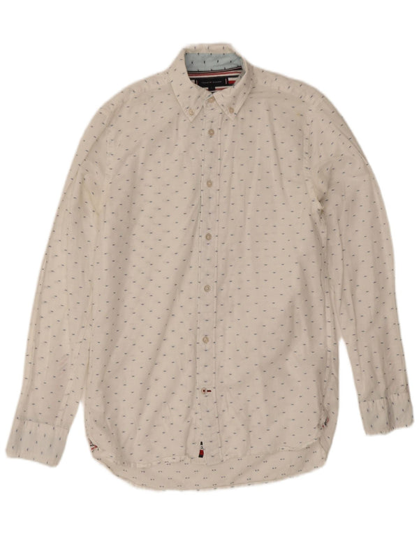 Tommy Hilfiger Mens Shirt Small White Spotted Cotton