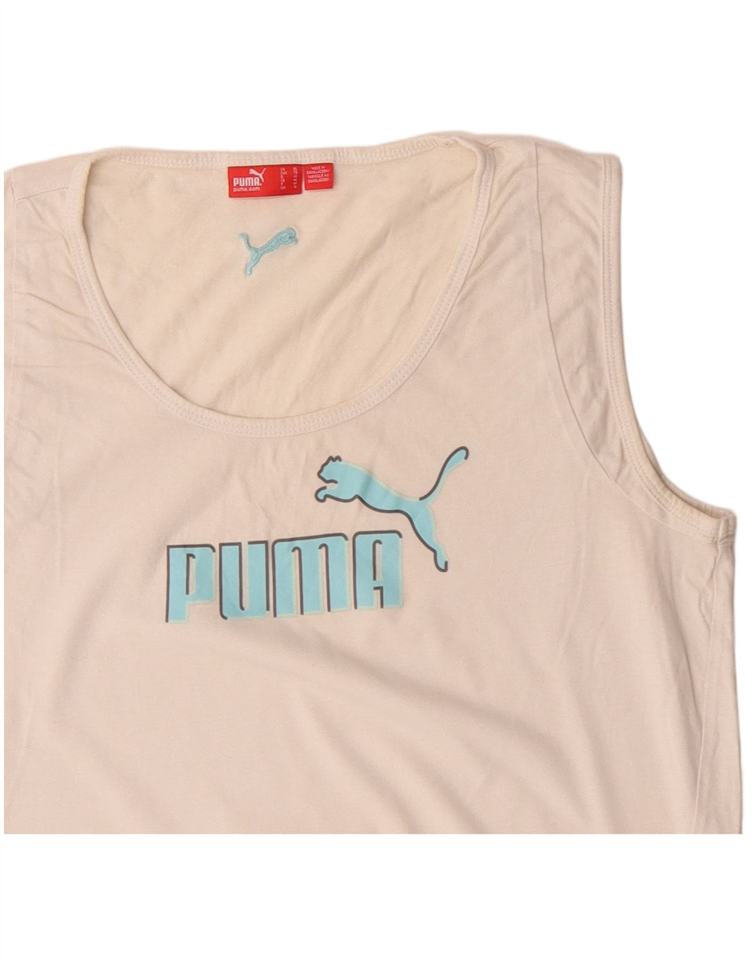 Puma Womens Graphic Vest Top UK 16 Grande Algodão Branco