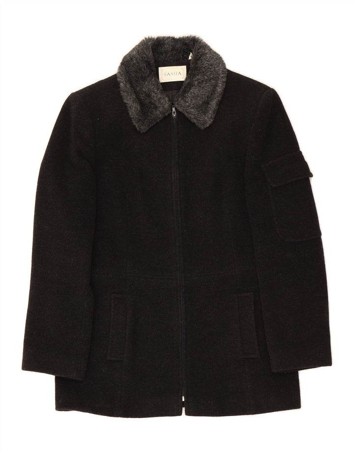 SASHA Womens Overcoat UK 14 Large Black Wool Vintage Sasha and Second-Hand Sasha from Messina Hembry 