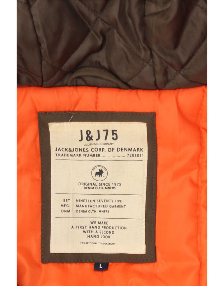 Jaqueta bomber masculina com capuz Jack & Jones Reino Unido 40 grande poliéster cáqui