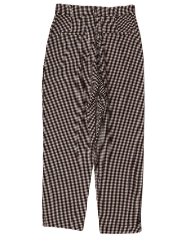 Zara Calça chino feminina cônica de cintura alta XS W26 L26 preta Houndstooth