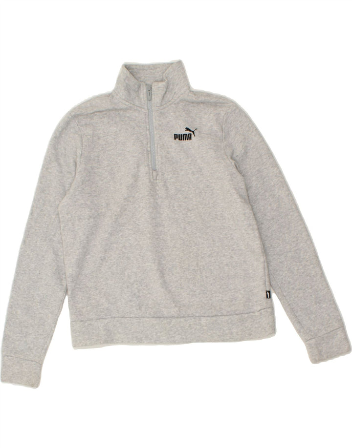 PUMA Womens Zip Neck Sweatshirt Jumper UK 14 Medium Grey Cotton Vintage Puma and Second-Hand Puma from Messina Hembry 