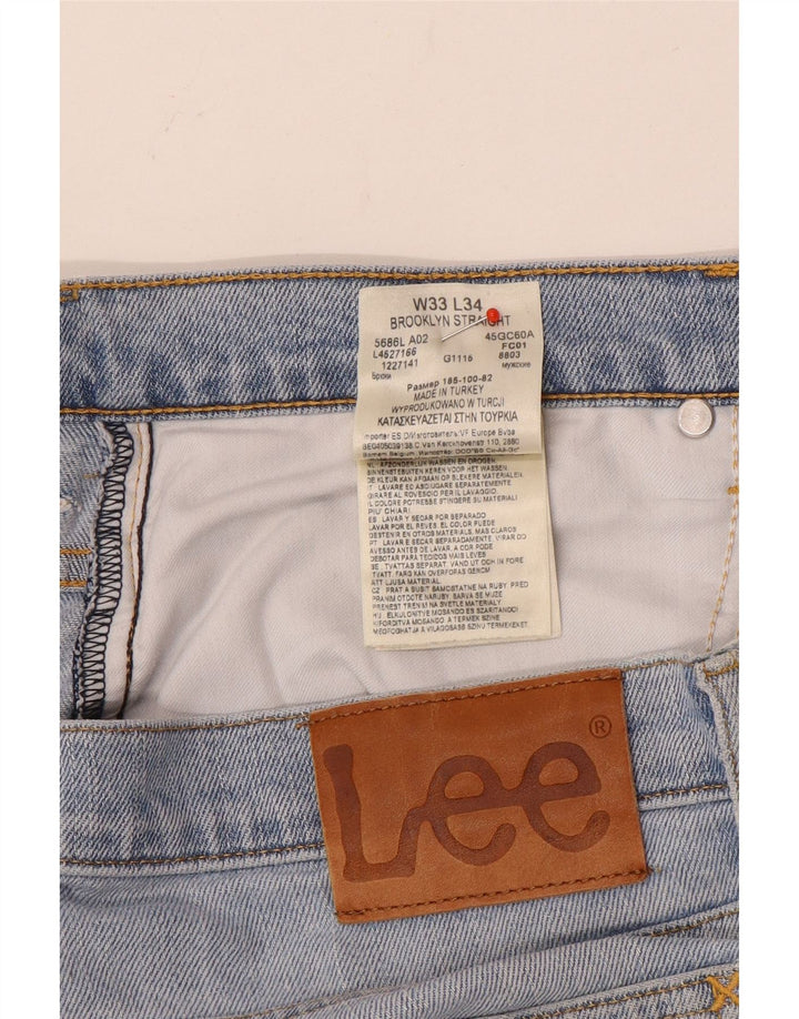 Lee Mens Brooklyn Straight Jeans W33 L32 Azul Algodão