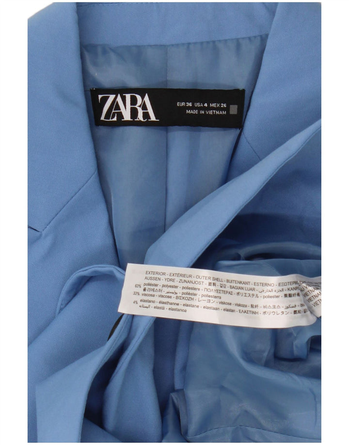 Jaqueta blazer feminina Zara com 1 botão EU 36 XS azul poliéster