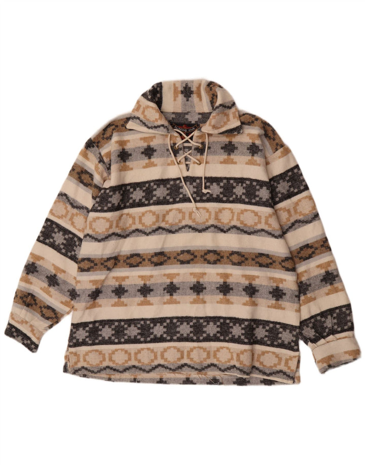 Camisa masculina de flanela pulôver Yachting Club grande geométrica multicolorida
