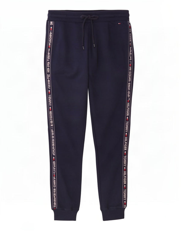Calça esportiva feminina Tommy Hilfiger com estampa gráfica e joggers UK 6 XS azul marinho