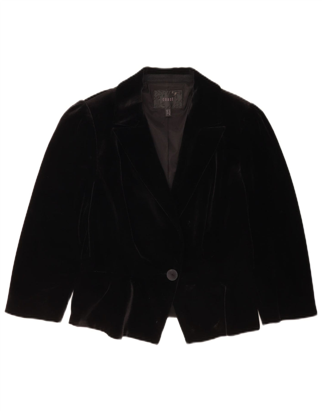 Jaqueta blazer feminina de veludo com 1 botão Coast UK 12 poliéster preto médio