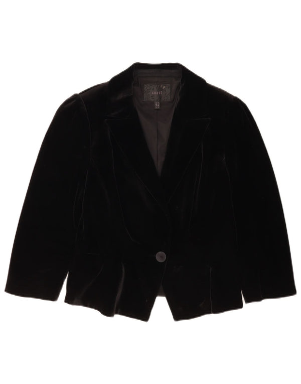 Jaqueta blazer feminina de veludo com 1 botão Coast UK 12 poliéster preto médio