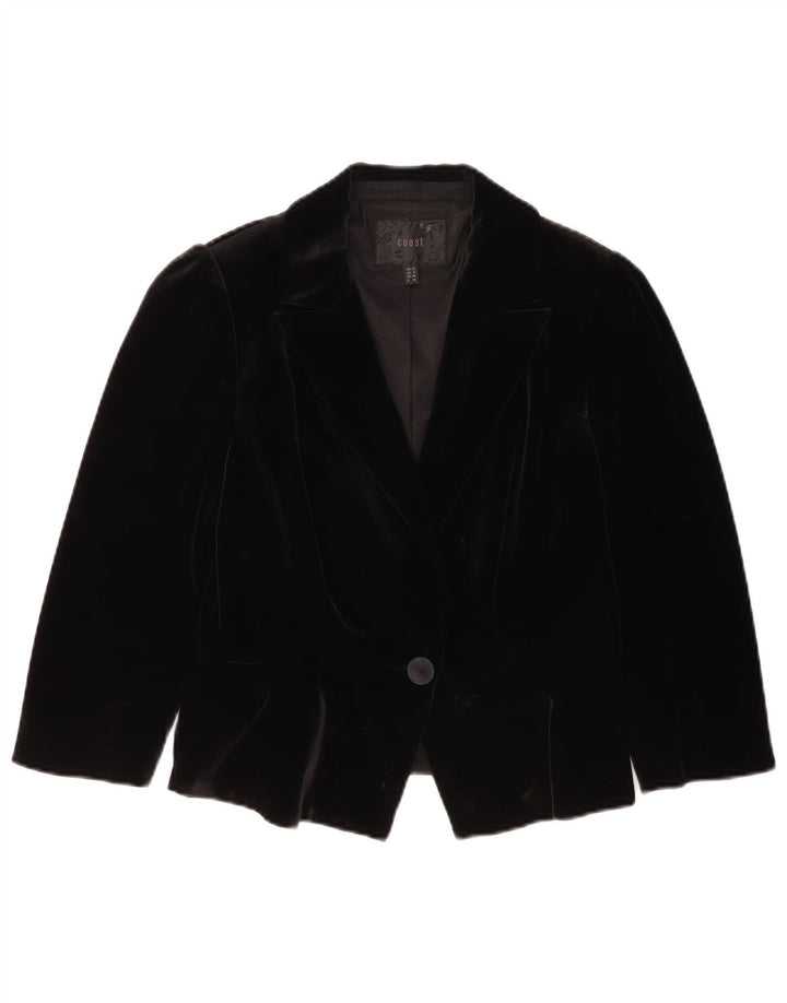 Jaqueta blazer feminina de veludo com 1 botão Coast UK 12 poliéster preto médio