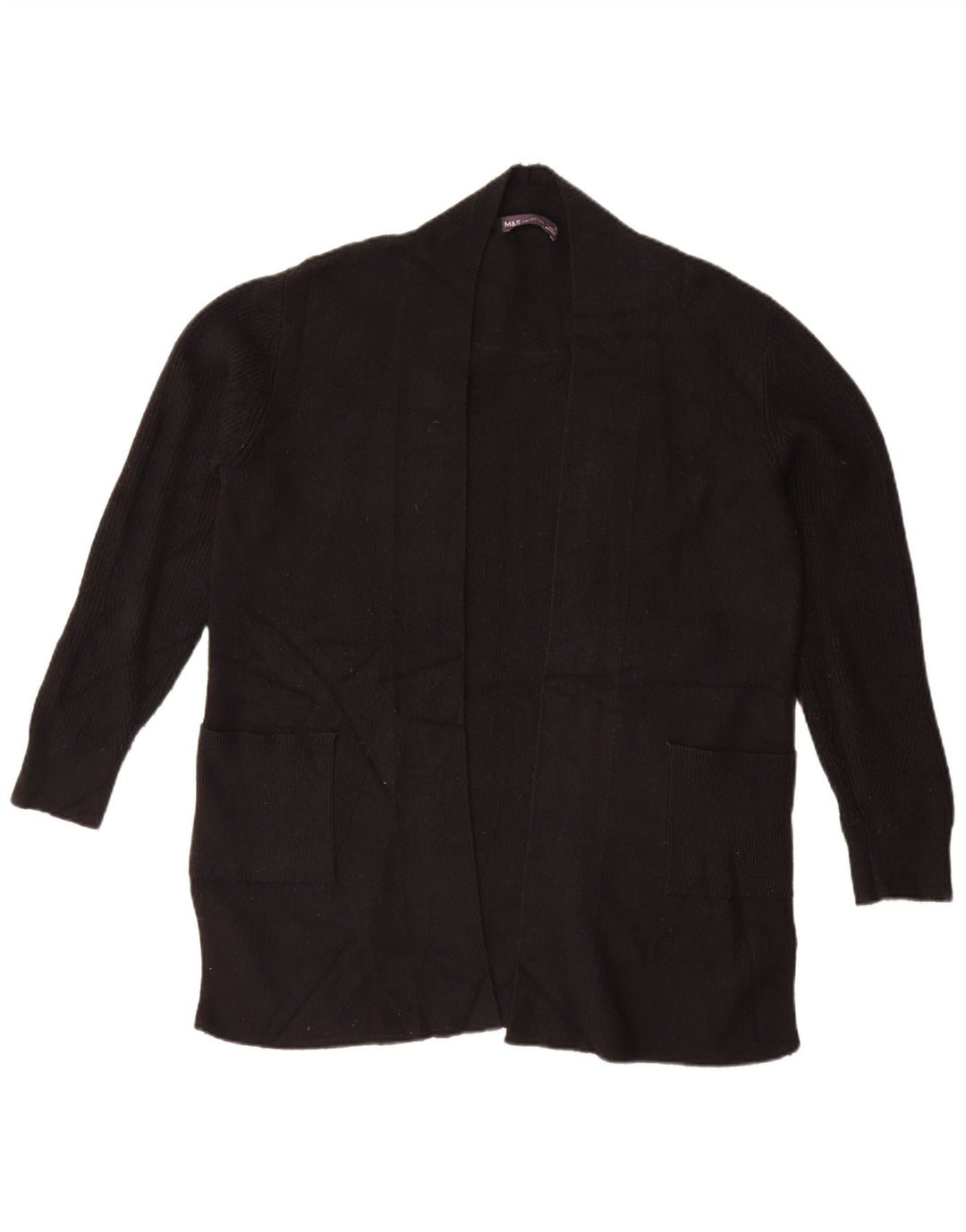 Suéter cardigã aberto grande Marks & Spencer Reino Unido 14 grande preto