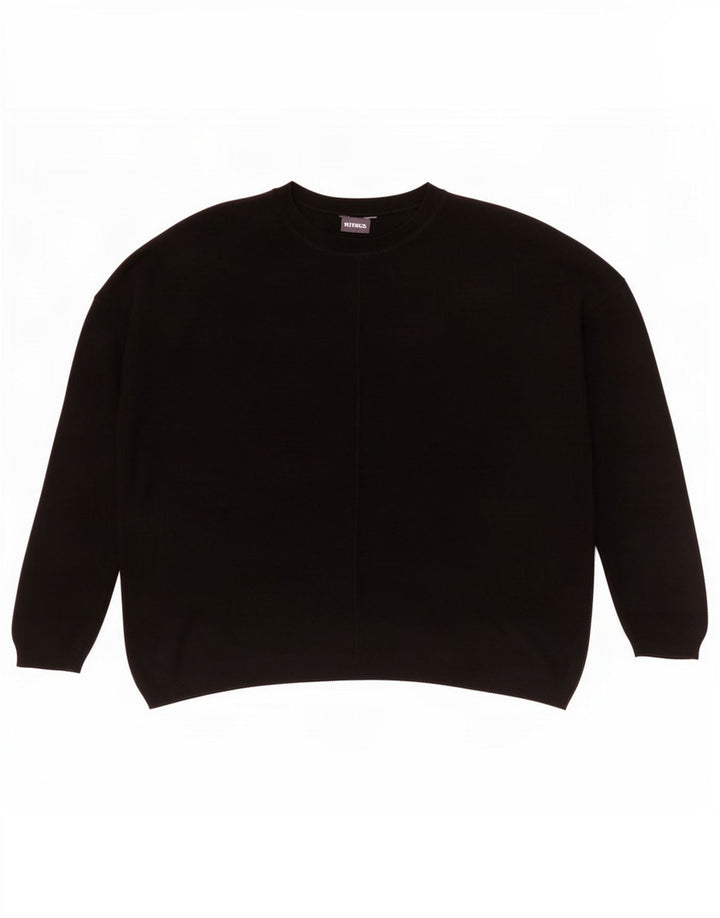 Suéter feminino Marks & Spencer com gola redonda Reino Unido 14 médio preto
