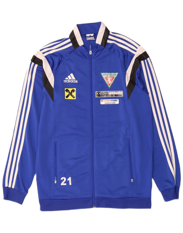 Adidas Mens Graphic Tracksuit Top Jacket Médio Azul Colorblock Poliéster