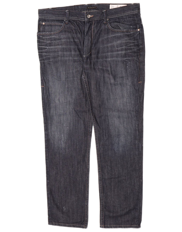 Sisley Mens Belfast Slim Jeans W35 L30 Azul Marinho Algodão