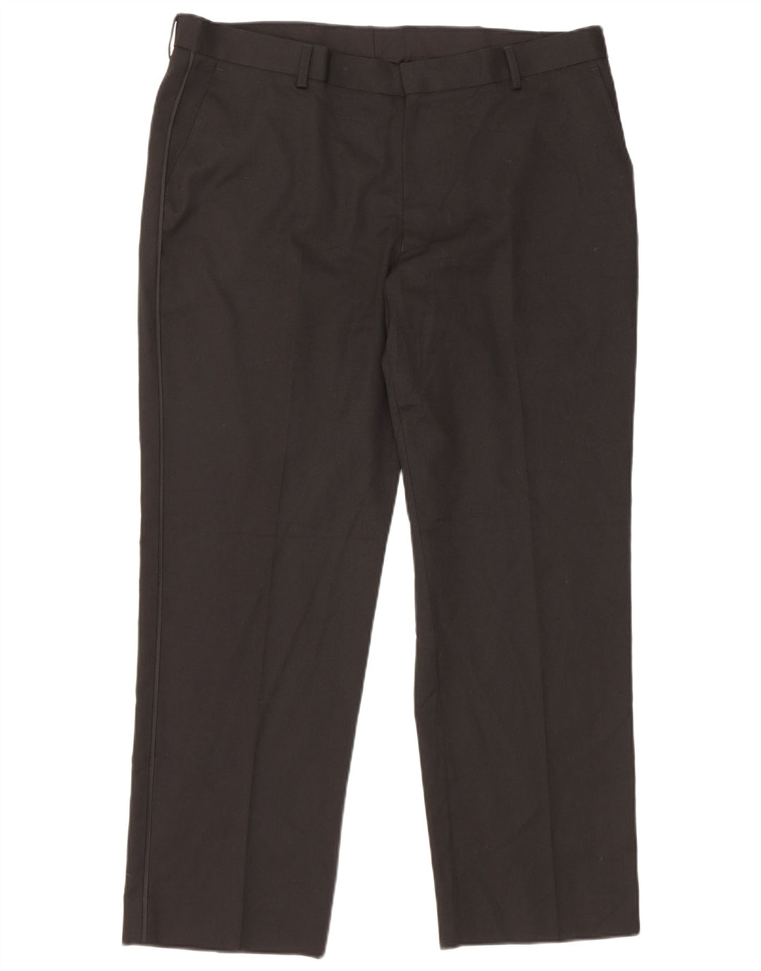 Calça masculina de terno reto Marks & Spencer W38 L29 poliéster preto