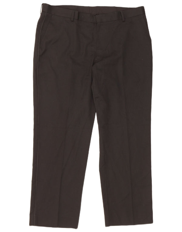 Calça masculina de terno reto Marks & Spencer W38 L29 poliéster preto
