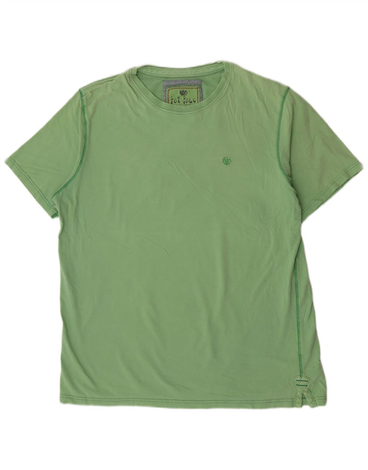 Camiseta masculina Fat Face Top grande algodão verde