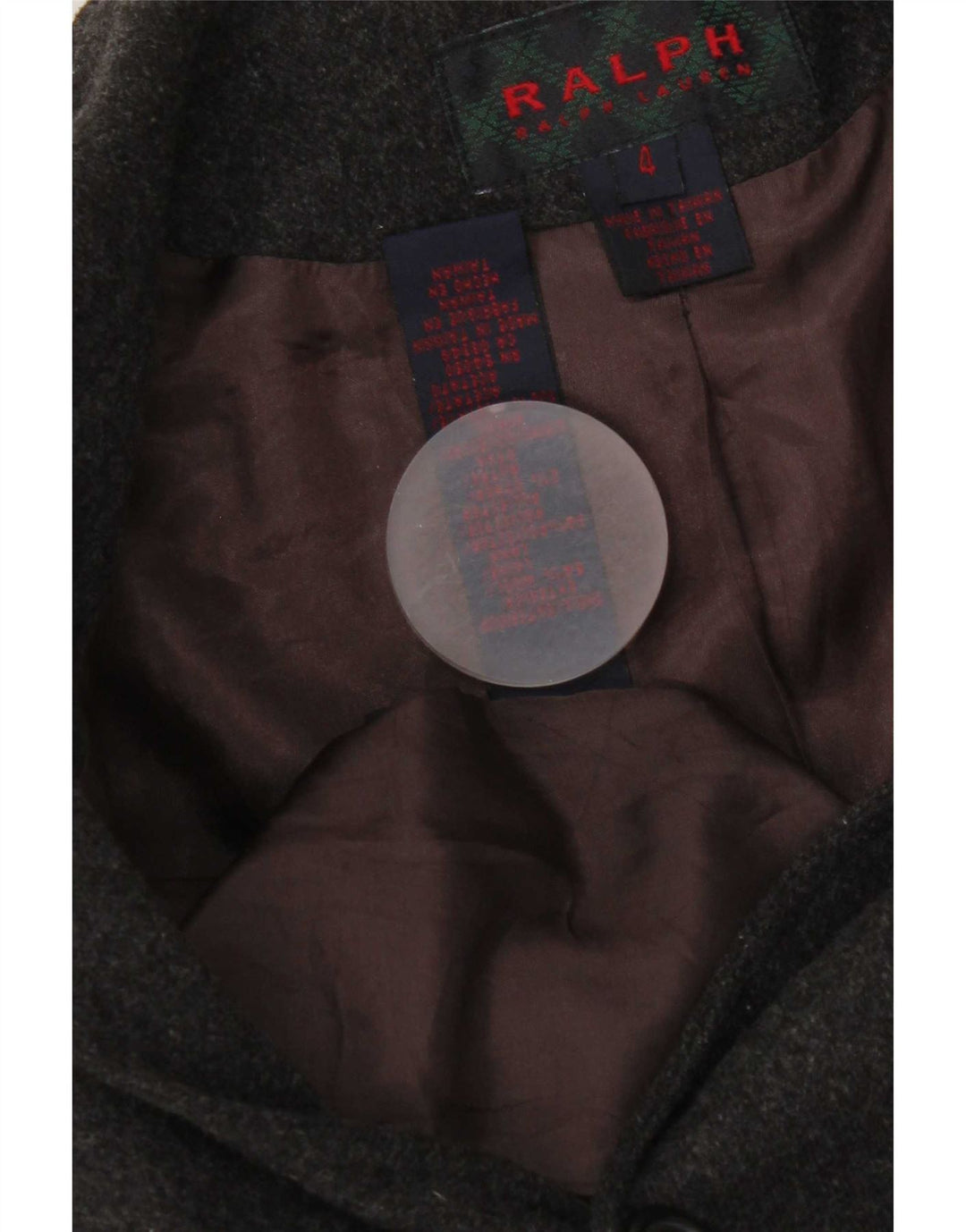 Ralph Lauren Jaqueta blazer feminina de 3 botões US 4 pequena lã cinza