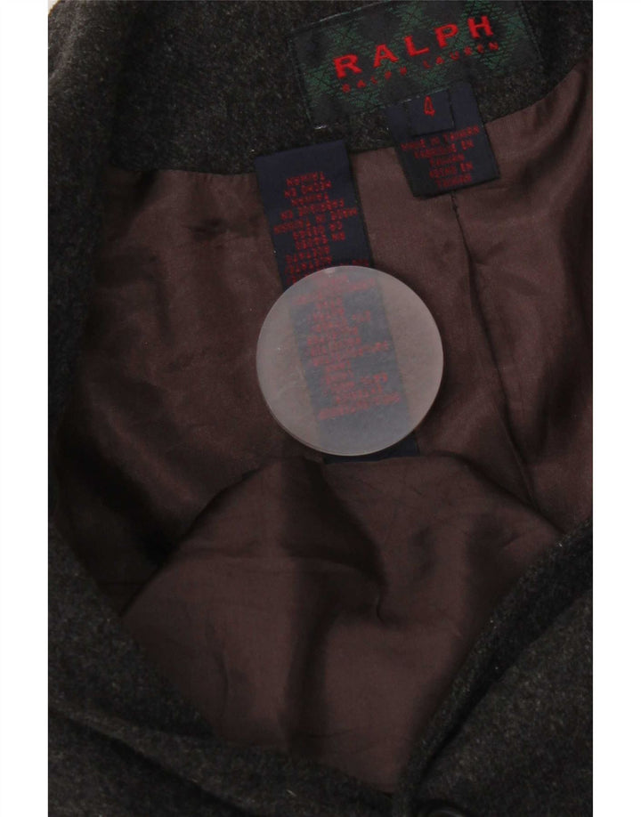 Ralph Lauren Jaqueta blazer feminina de 3 botões US 4 pequena lã cinza