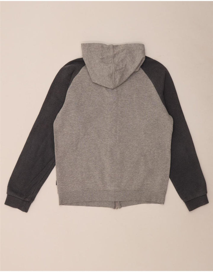 Suéter masculino Adidas com capuz e zíper cinza médio algodão manchado