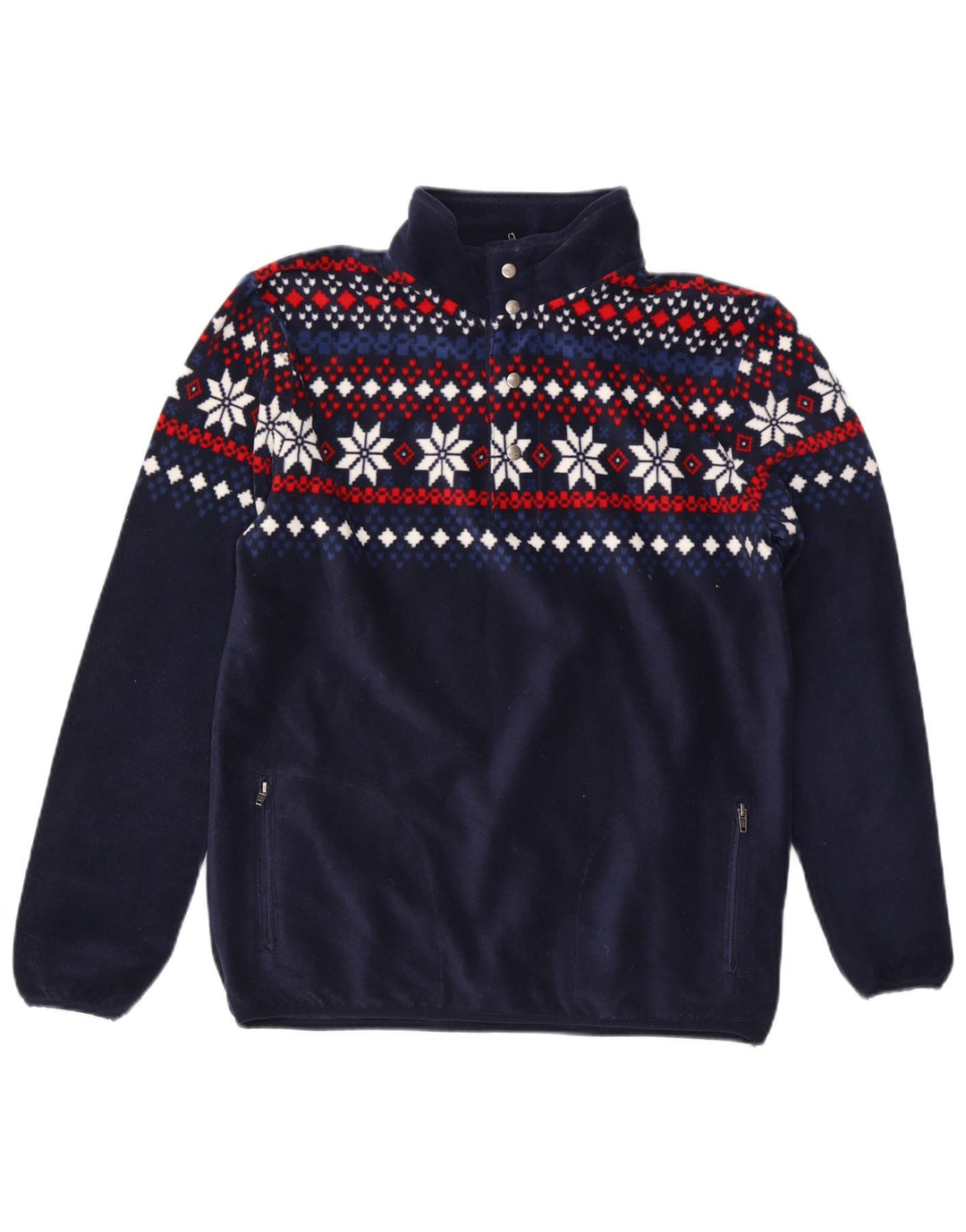 Pulôver masculino TCM com zíper e gola alta, moletom médio azul marinho Fair Isle