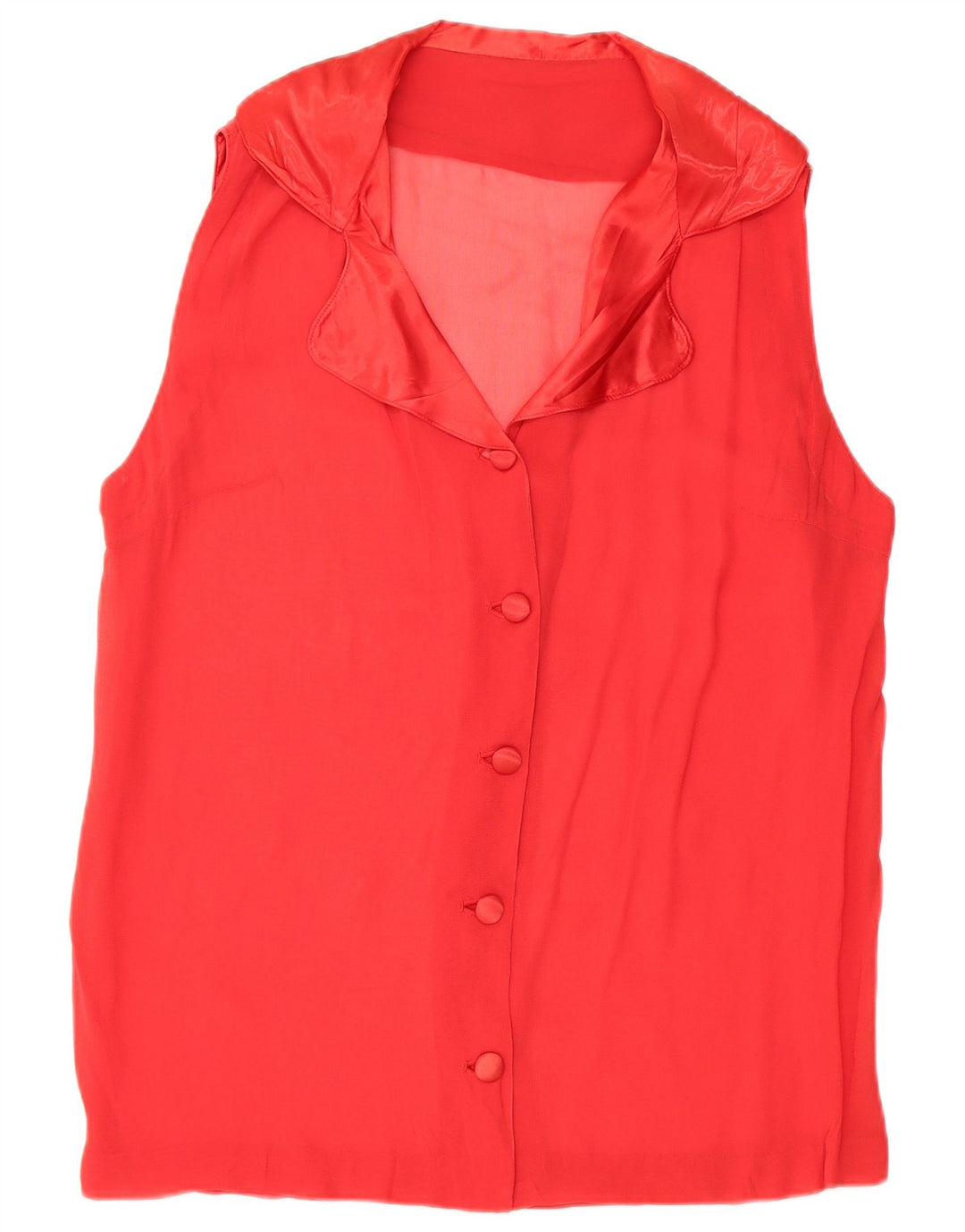 Blusa feminina VINTAGE sem mangas UK 16 grande vermelha