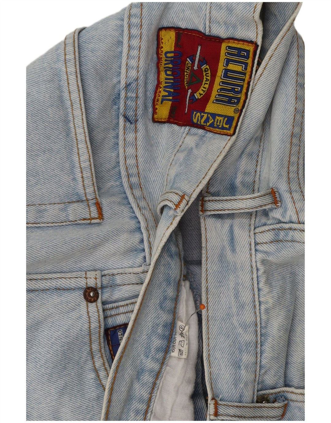 Shorts jeans feminino VINTAGE W29 algodão azul médio