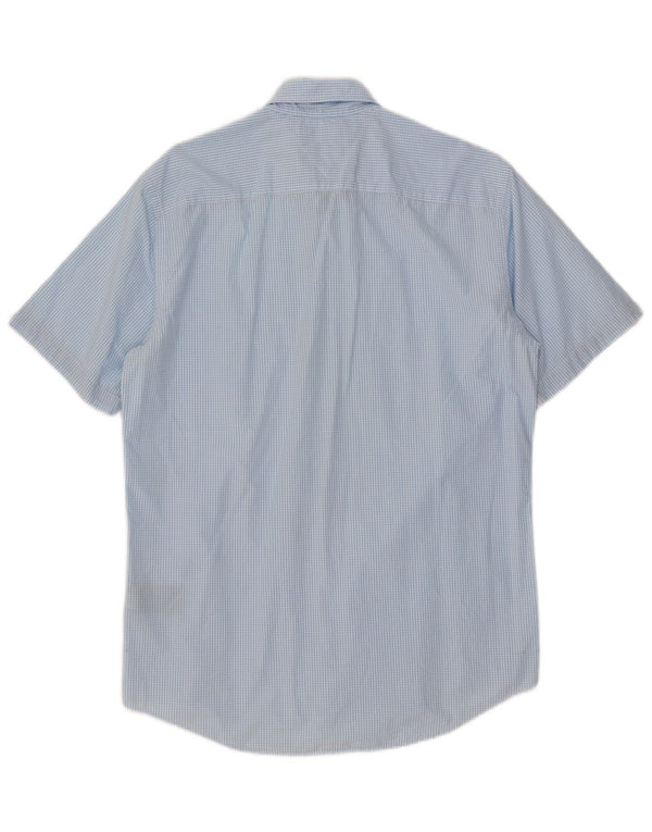 Tommy Hilfiger Camisa masculina de manga curta New York Fit média azul guingão
