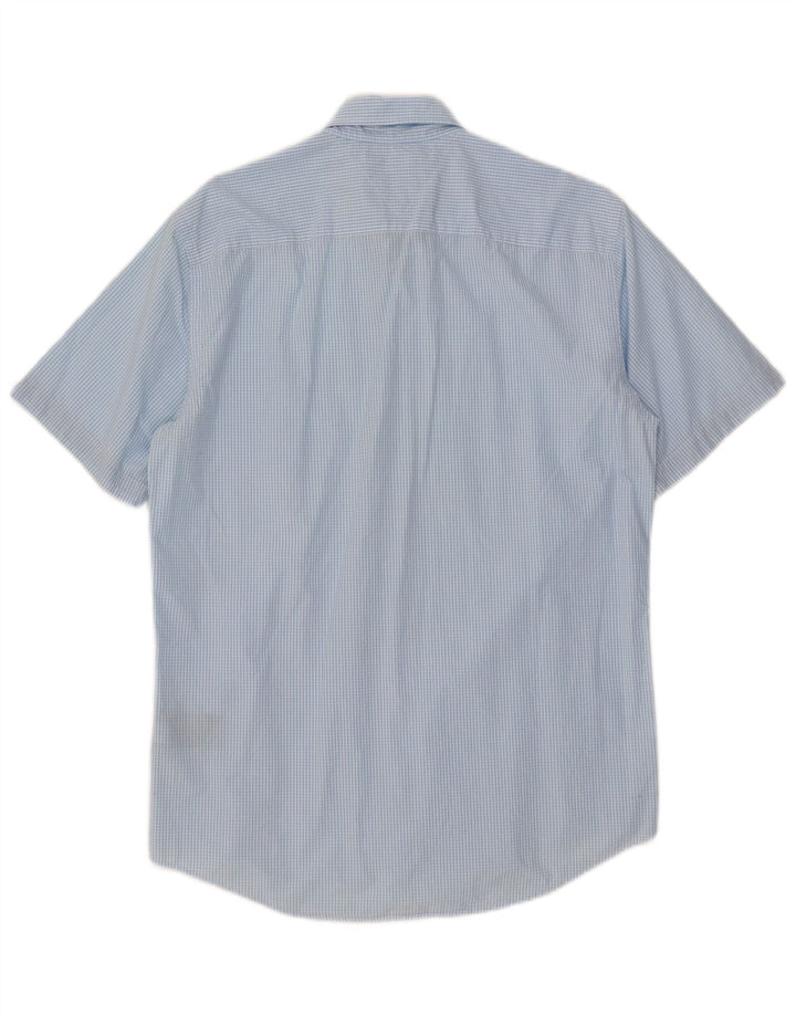 Tommy Hilfiger Camisa masculina de manga curta New York Fit média azul guingão