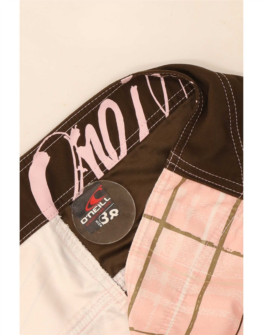 Shorts de natação masculino O'Neill XL rosa xadrez