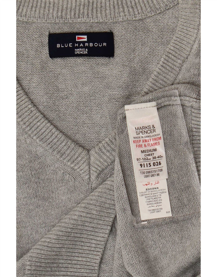 Regata masculina Marks & Spencer Blue Harbour Vest de algodão cinza médio