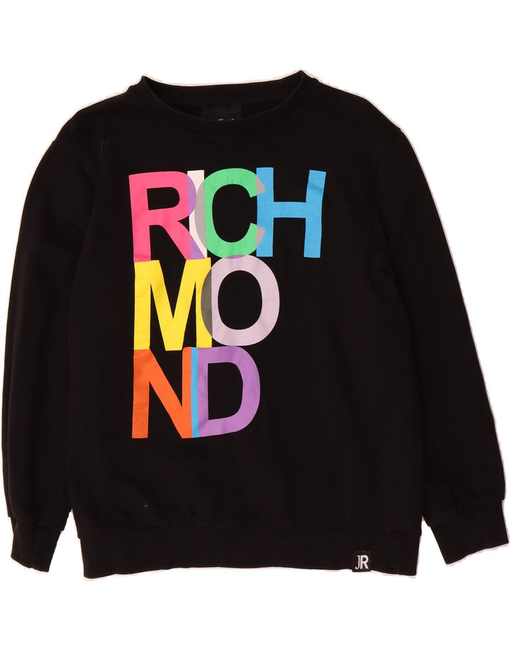 RICHMOND Girls Sweatshirt Jumper 15-16 Years Black Cotton Vintage Richmond and Second-Hand Richmond from Messina Hembry 