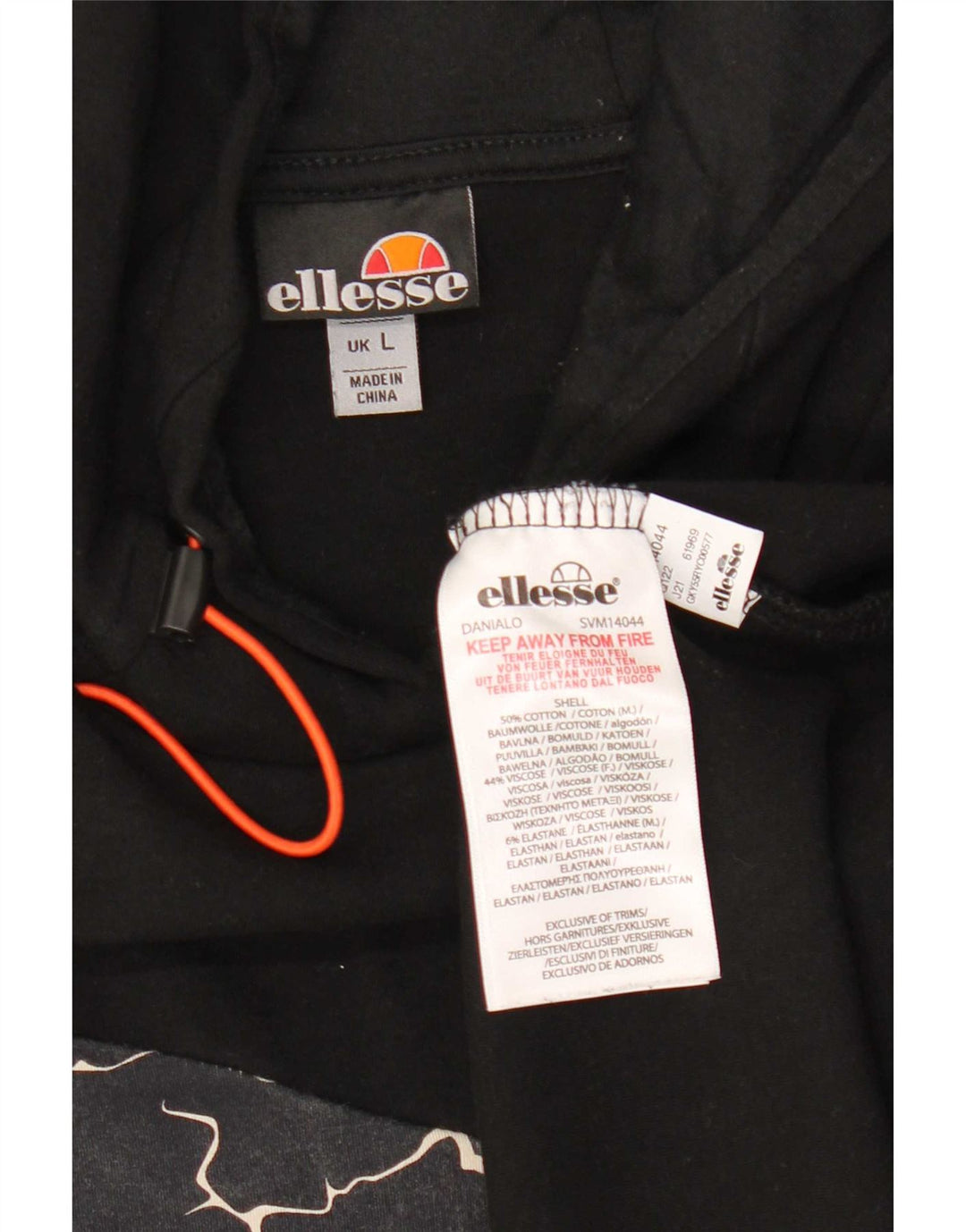 Ellesse moletom com capuz masculino grande algodão geométrico preto