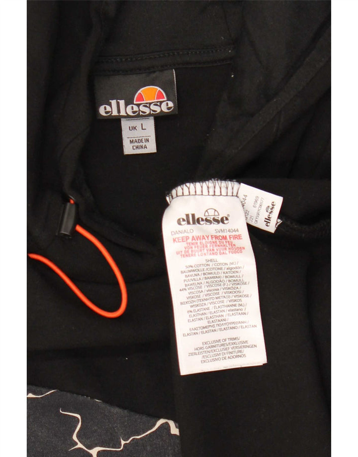 Ellesse moletom com capuz masculino grande algodão geométrico preto
