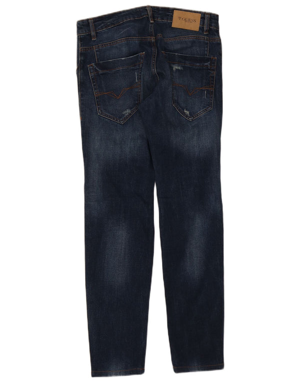 Guess Jeans skinny feminino desgastado W28 L30 algodão azul marinho