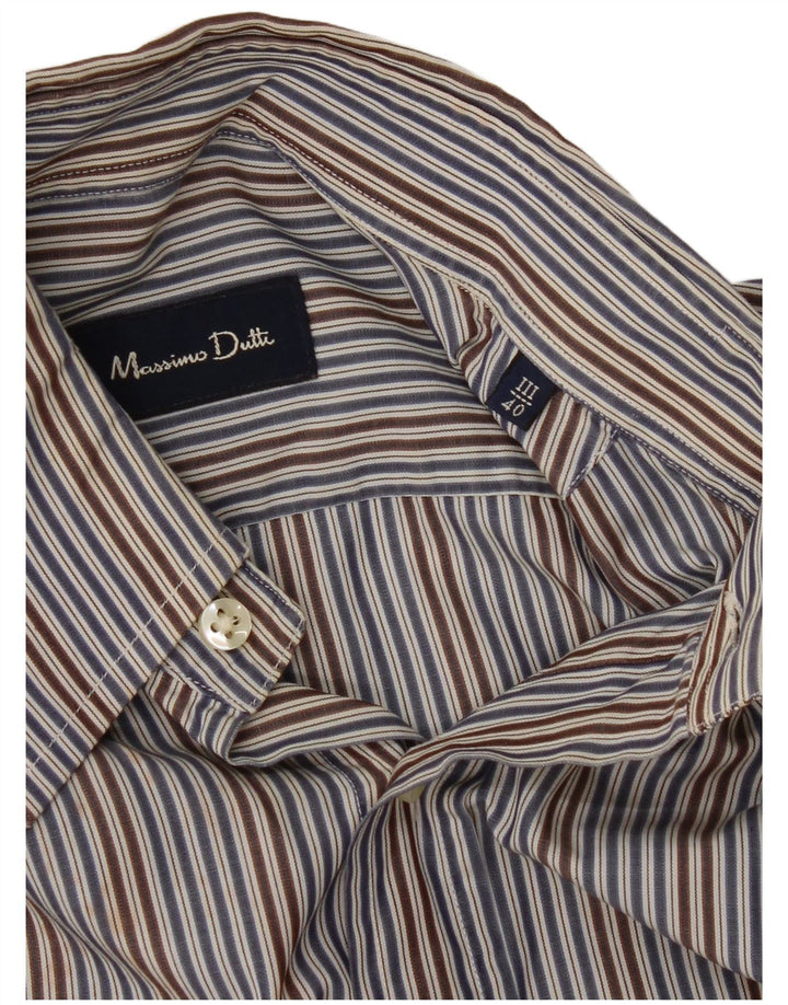 Camisa masculina Massimo Dutti tamanho 40 listrado azul médio