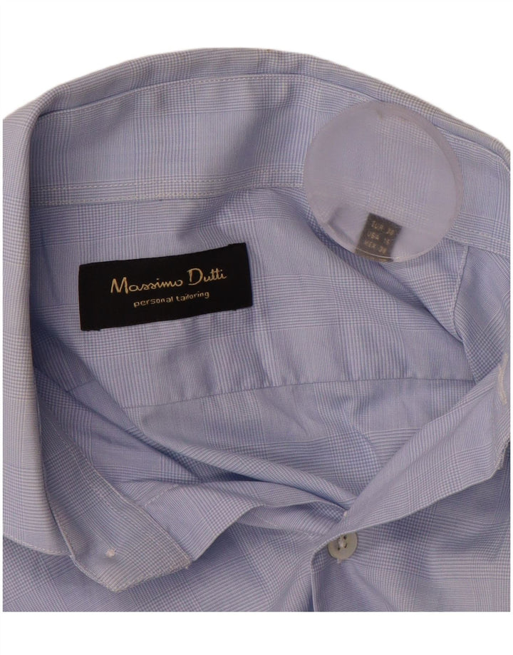 Camisa masculina MASSIMO DUTTI UE 38 pequena xadrez azul