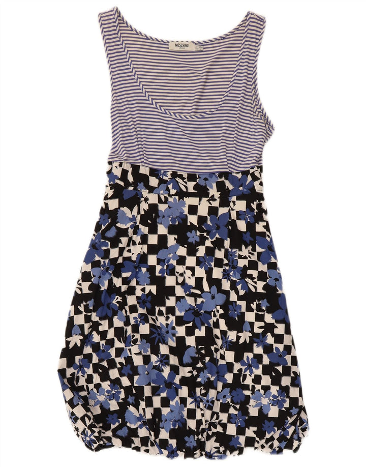 Vestido de verão feminino Moschino Reino Unido 8 pequeno azul floral