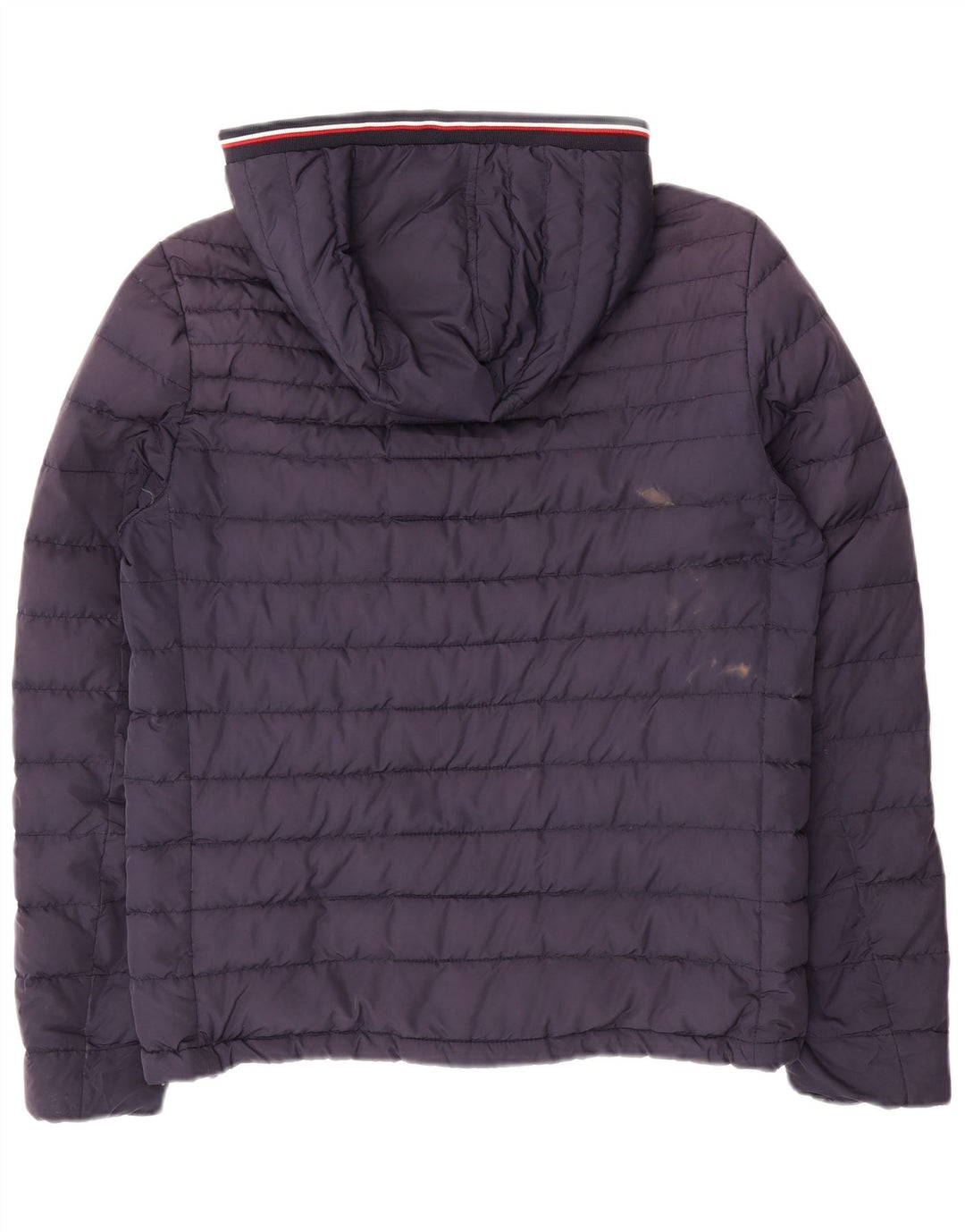 Jaqueta masculina acolchoada com capuz Tommy Hilfiger Reino Unido 36 poliéster azul marinho pequeno