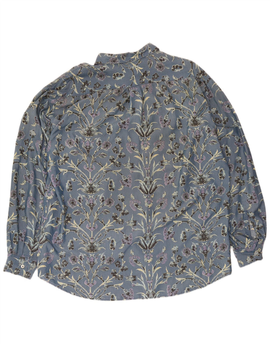 Camisa masculina vintage XL azul floral algodão
